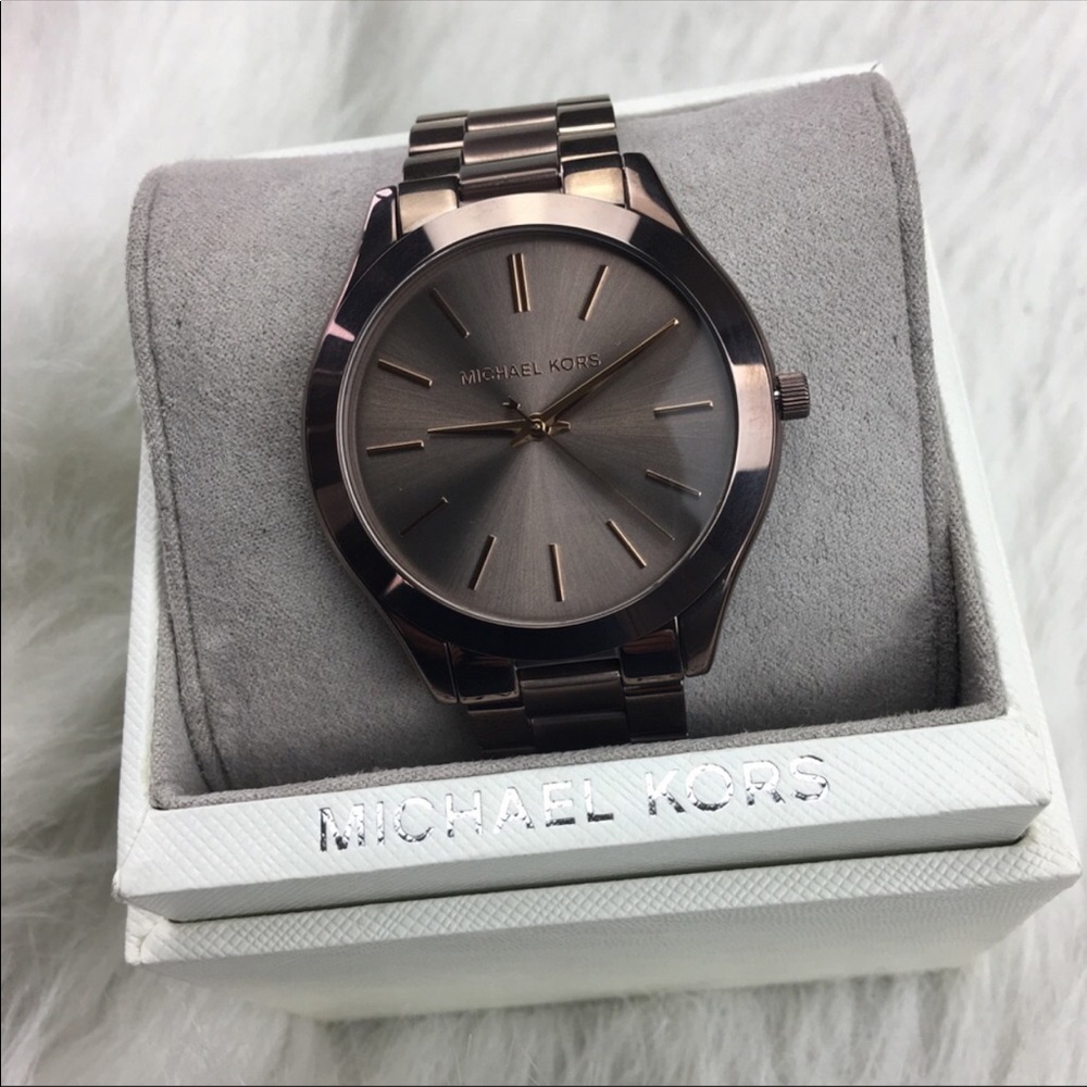 Michael Kors Slim Runway Bronze Pewter Watch